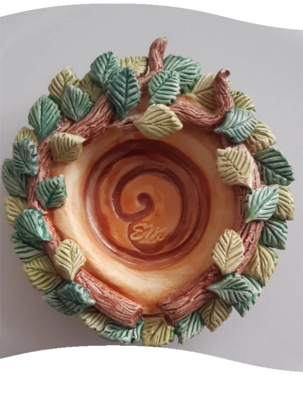 Immagine che rappresenta il portacandele artistico in ceramica "Due rami" visto dall'alto