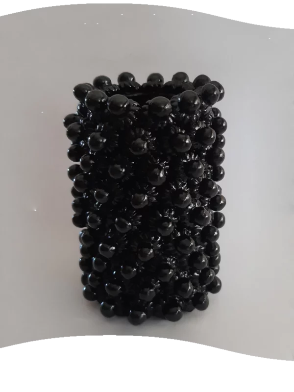 Piccolo Vaso Portapenne nero in ceramica sarda