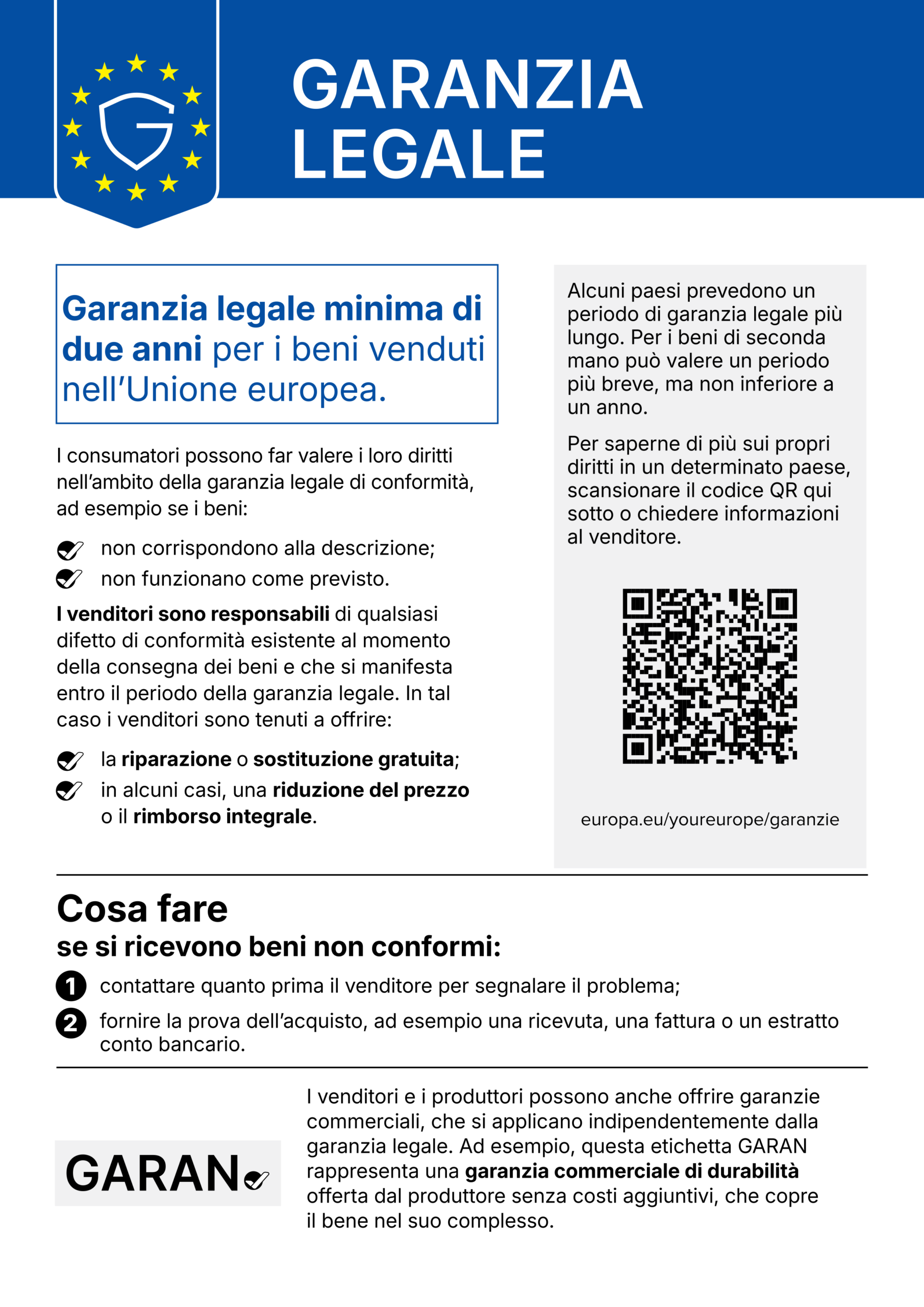 Immagine della garanzia legale europea di conformità